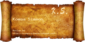 Komsa Simeon névjegykártya
